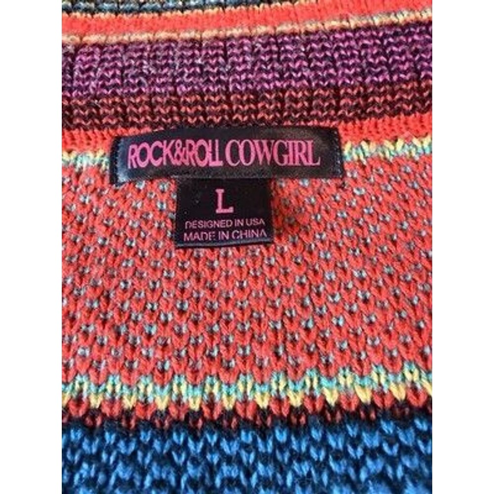 Rock & Roll Cowgirl Womens L Serape Cardigan Sweater Southwestern Western Boho - Picture 4 of 8